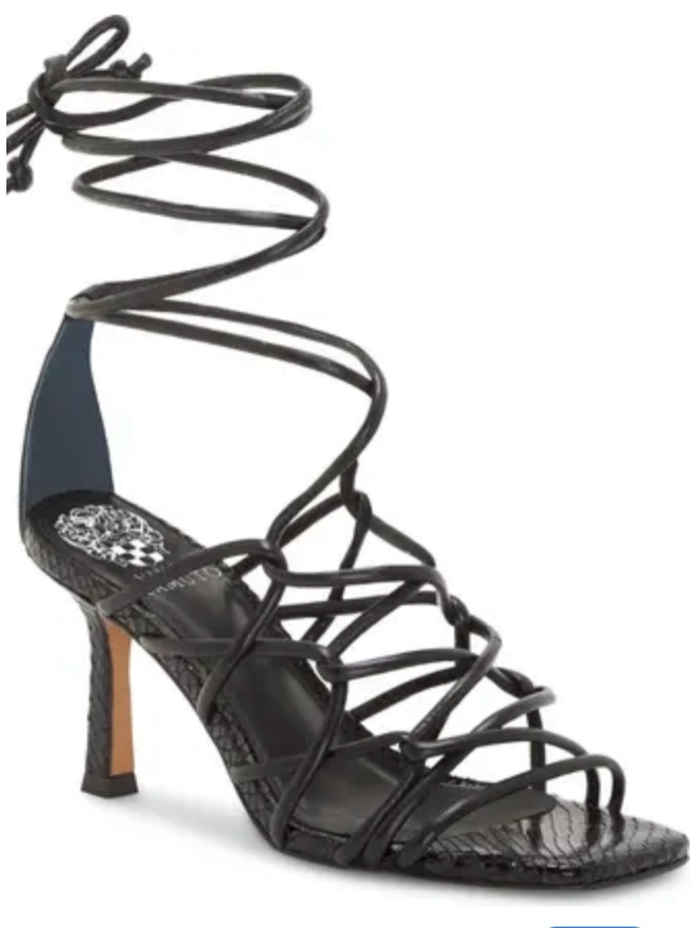 Vince Camuto Black Strappy Lace-Up High Heel Sandals